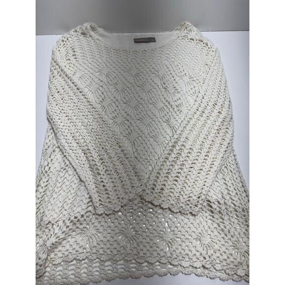 Crochet Open Knit Pullover White Sweater Pullover Women’s Sz L Beach - Picture 3 of 6